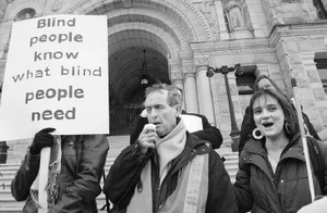 Graeme McCreath and Elizabeth Lalonde at the  steps of the Legislature in Victoria, BC.