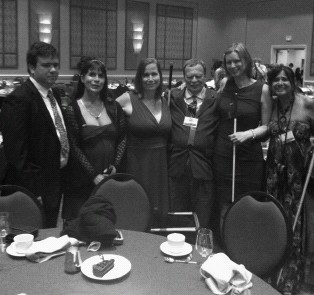 Some of the Canadians at this year’s  NFB convention banquet. From left to  right are: Shane Wegner, Donna Hudon,  Mary Ellen Gabias, Paul Gabias, Gail  Copp and Nancy Gill.