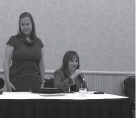 Photo of Mary Ellen Gabias and Elizabeth Lalonda at NFB of Washington State Convention.