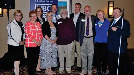 Dr. Paul Gabias (far right) at long service ceremony along with fellow honourees. Credit: UBC Okanagan