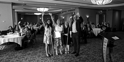 BC MP Peter Julian with CFB convention attendees.