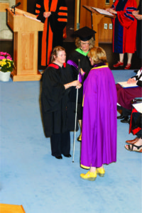 Doris with UVic Chancellor, Shelagh Rogers and Thelma Fayle.